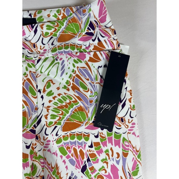 Up! Pants Butterfly Print High Rise Slim Leg Pants White Size 2 NWT - Picture 2 of 9